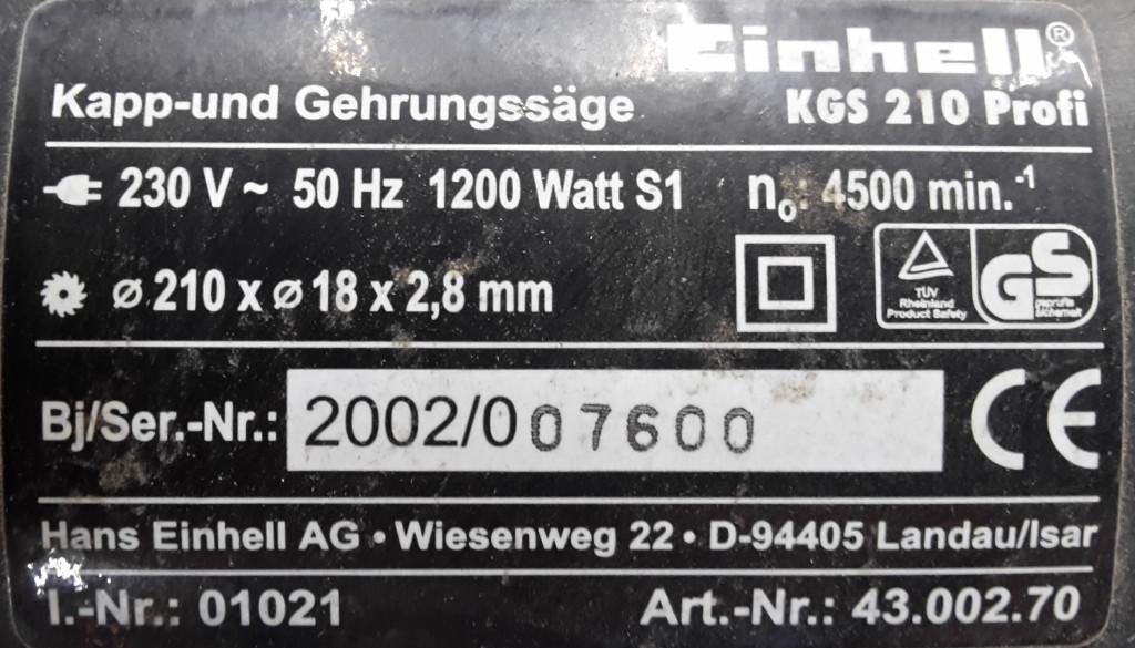 Kapp- und Gehrungssäge, Einhell KGS210 PROFI, 1200 Watt in Appenzell - Bild 5