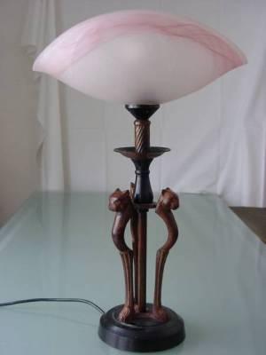 grosse Tischlampe 54 cm Fuss versilbert mit stilisierte Katzen in Appenzell - Bild 2