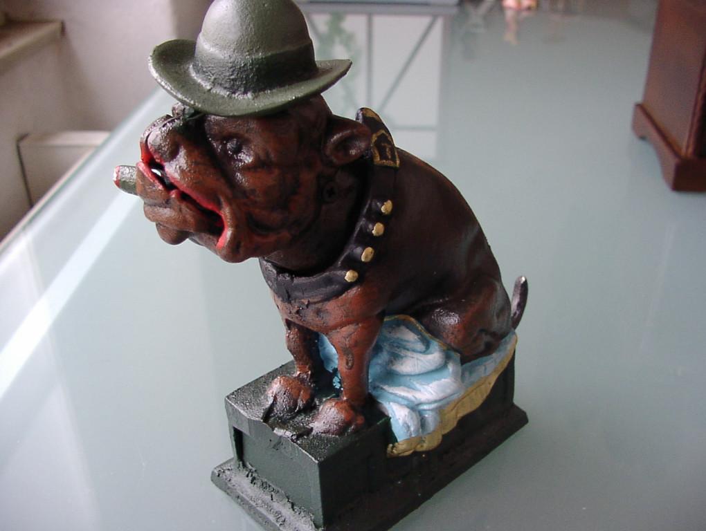 Eisen Spardose Bulldogge mit Mechanik im alten Stil H 21 cm in Appenzell - Bild 6