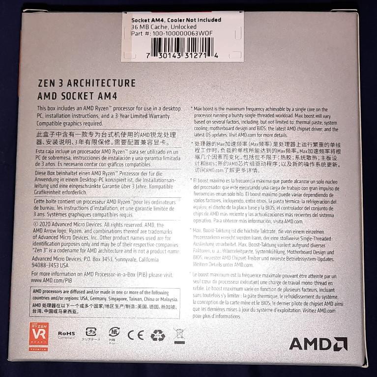 Prozessor AMD Ryzen 7 5800X (AM4, 3.80 GHz, 8 -Core) neu/OVP in Basel - Bild 3