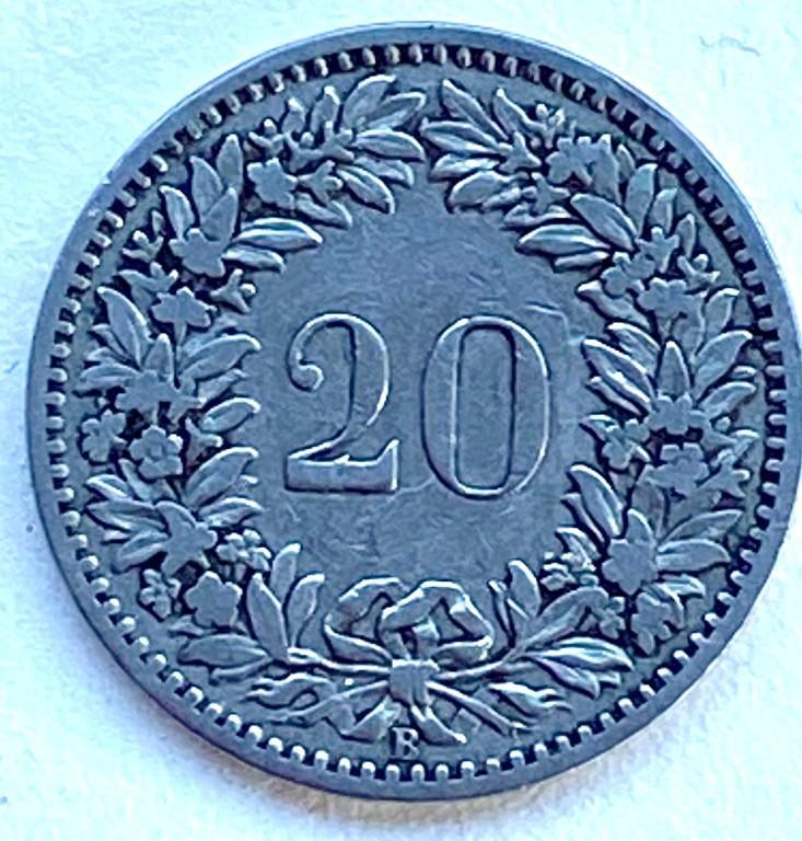 20 Rappen Münzen Schweiz Fehlprägung 1884 in Willisau - Bild 2