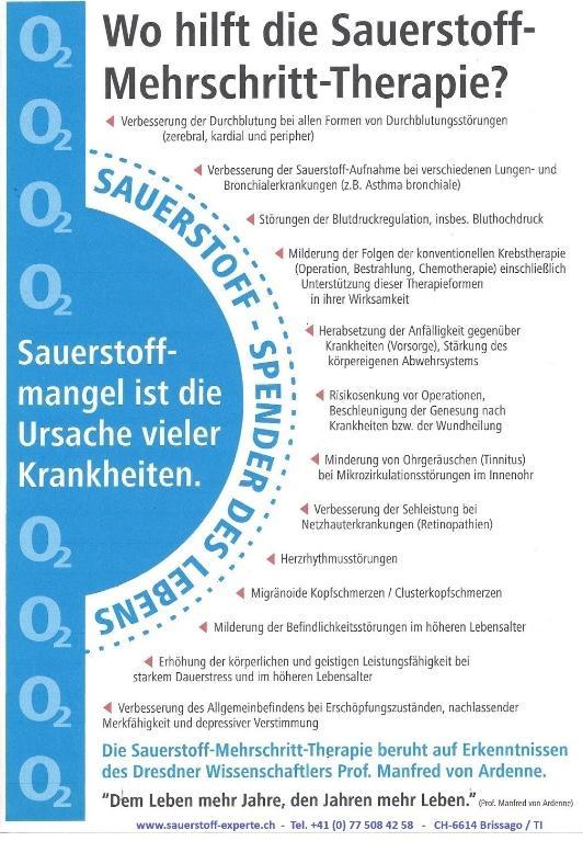Sauerstoff-Mehrschritt-Therapie SMT / Prof. M. Ardenne in Locarno - Bild 2