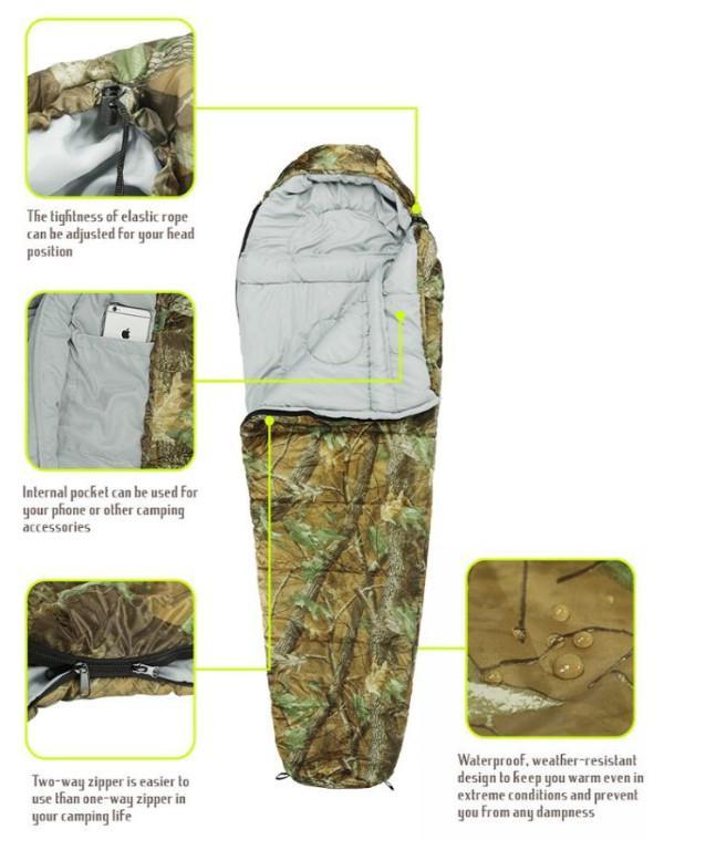 Schlafsack Mumienschlafsack Flecktarn Camping Festival Jagd in Brig - Bild 2