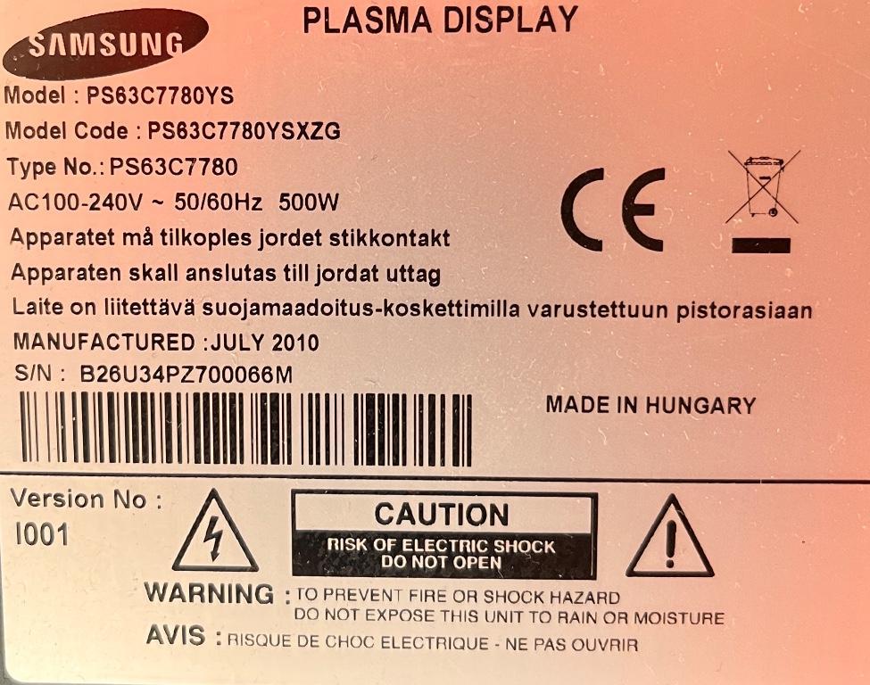 Plasma TV Samsung 65 Zoll in Appenzell - Bild 1