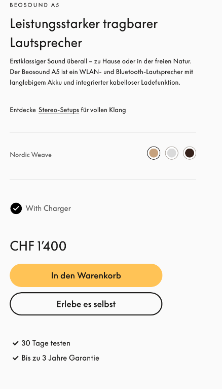 Ich verkaufe eine Neuwertige B+O Soundbox Beosound A5 in Urdorf - Bild 2