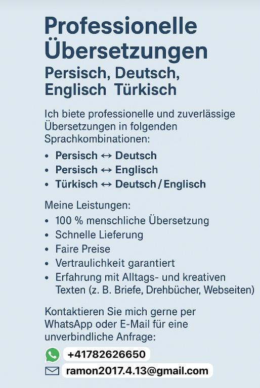 rofessional Translation – English, Persian, Turkish, German in Glarus - Bild 1