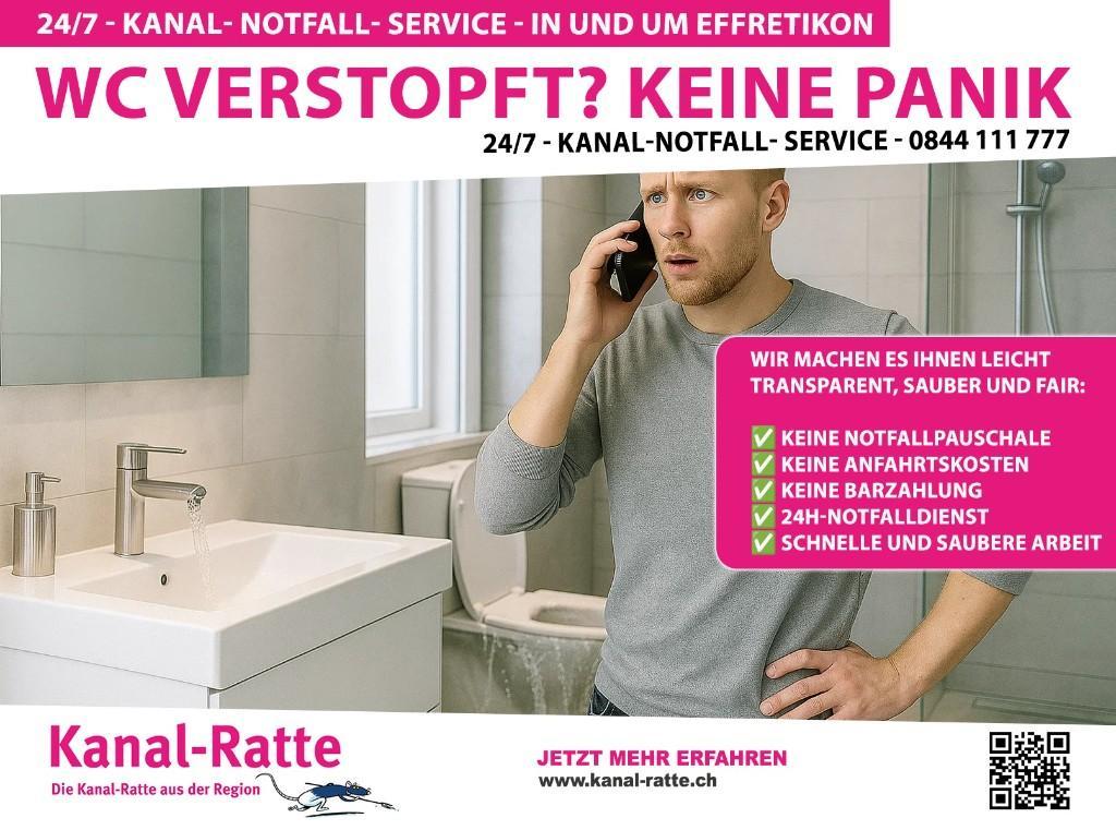 WC verstopft in Effretikon Wir kommen sofort! in Stäfa - Bild 1