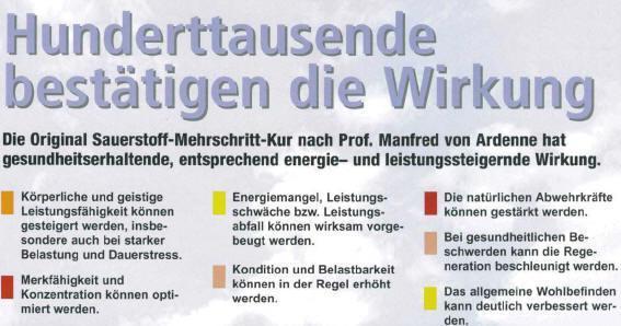 Sauerstofftherapie nach Prof. Manfred von Ardenne / SMT in der Schweiz - Bild 4