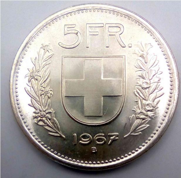 5 Fr Silber Stempelglanz 1967 in Kriens - Bild 1
