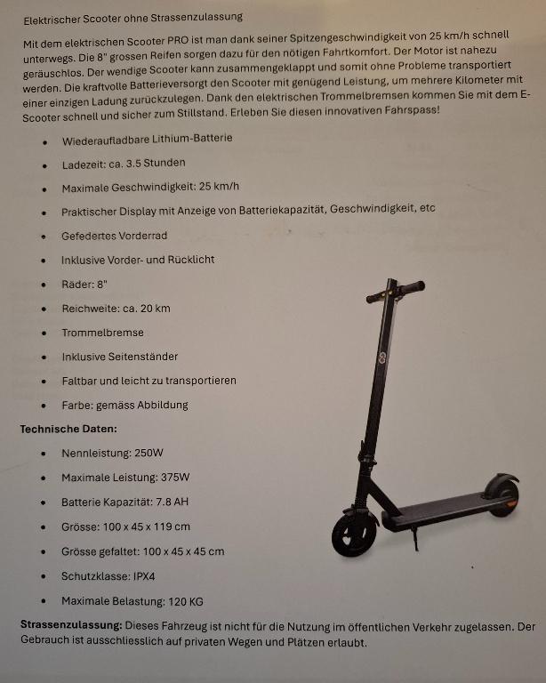 Elektrischer Scooter NEU in Lenzburg - Bild 3