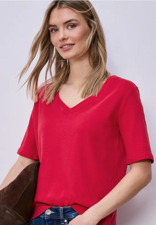 Basic T-Shirt mit V-Neck in Unifarbe in Chur - Bild 1