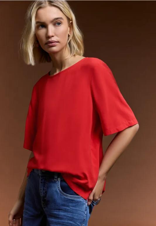 Kurzarm Bluse mit Rundhals in Unifarbe in Thun - Bild 1