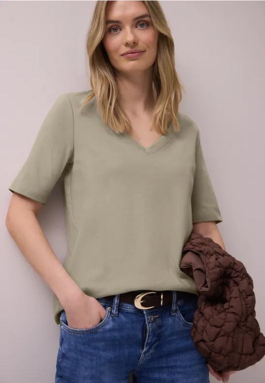 Basic T-Shirt mit V-Neck in Unifarbe in Bern - Bild 1
