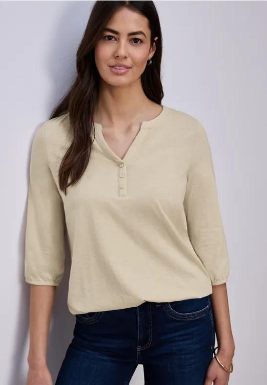 3/4-Arm Shirt mit Split Neck und Knöpfen in Dulliken - Bild 1