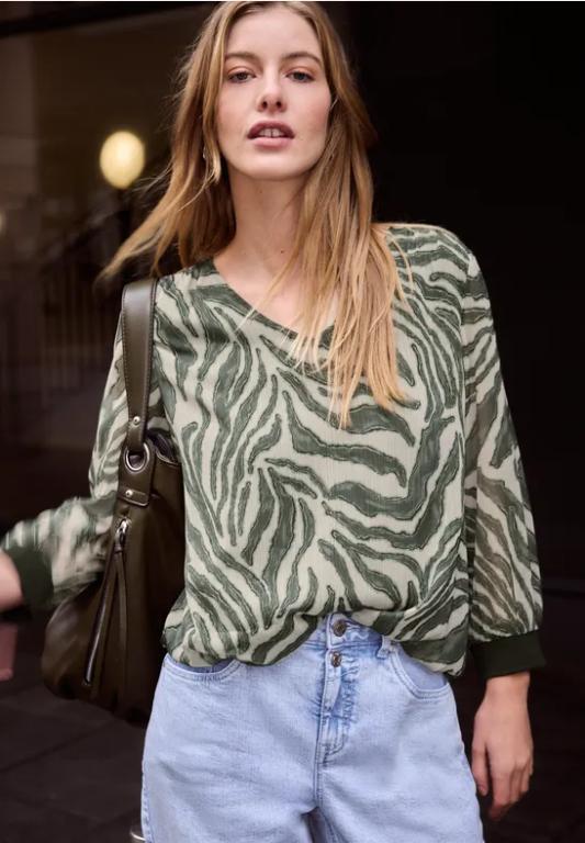 Langarm Bluse mit V-Neck aus Chiffon in Zofingen - Bild 1