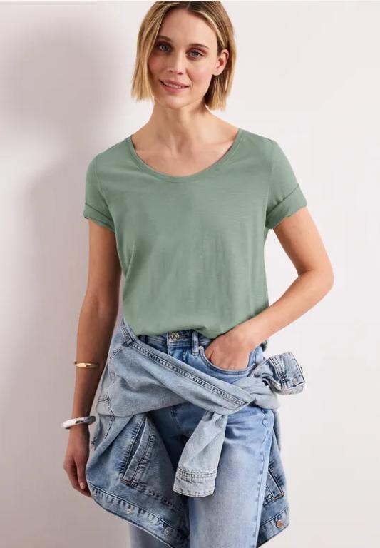 Basic T-Shirt mit V-Neck in Unifarbe in Thun - Bild 1
