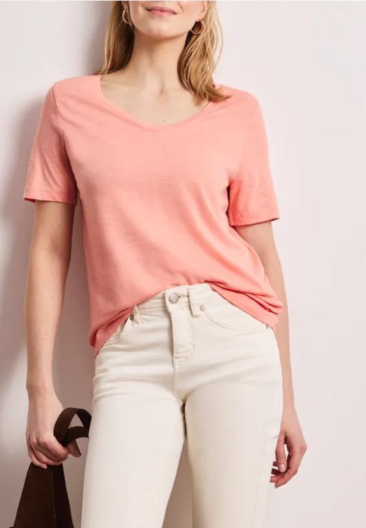 Basic T-Shirt mit V-Neck in Unifarbe in Aesch - Bild 1