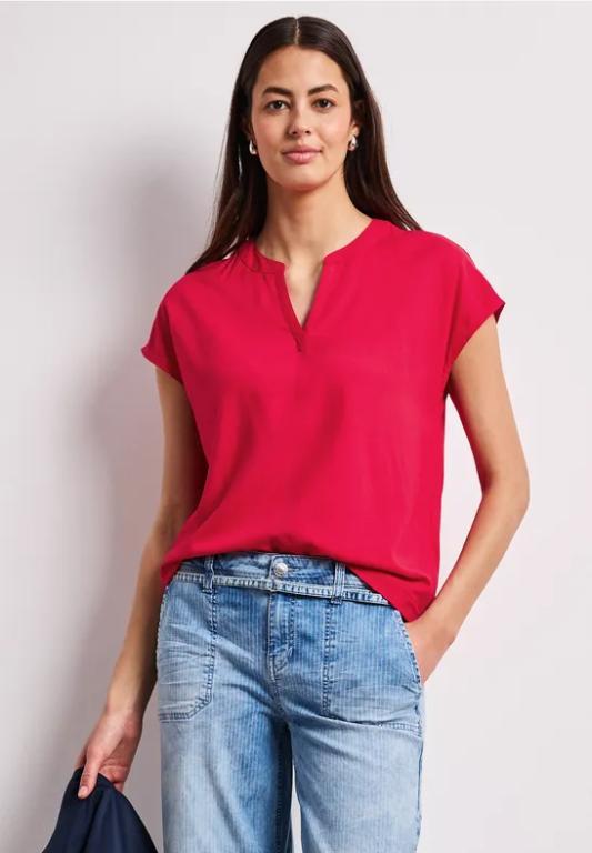 Blusenshirt in Unifarbe mit Split Neck in Luzern - Bild 1