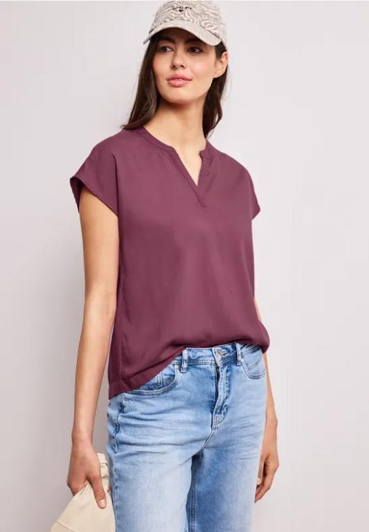 Blusenshirt in Unifarbe mit Split Neck in Solothurn - Bild 1