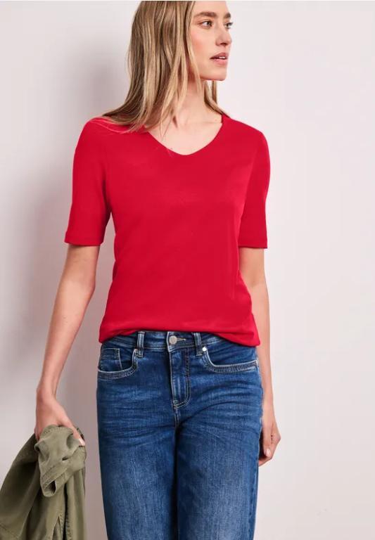 Basic T-Shirt mit V-Neck in Unifarbe in Thun - Bild 1