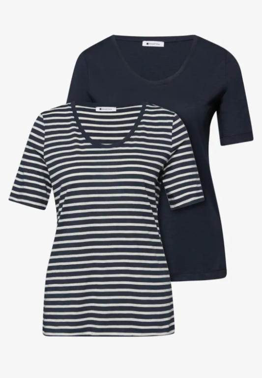 T-Shirts mit rounded V-Neck im 2er-Pack in Luzern - Bild 1