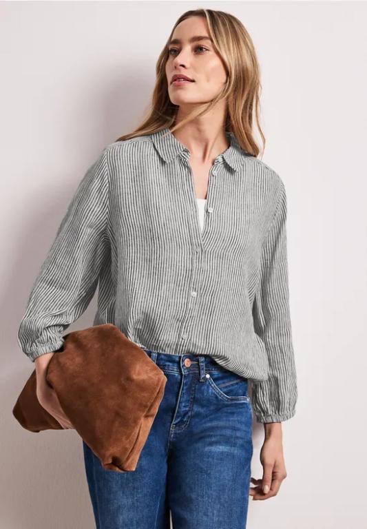 3/4-Arm Hemdbluse aus Leinen mit Streifen in Landquart - Bild 1
