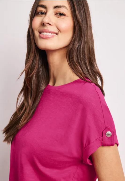 T-Shirt mit Rundhals und Knopfdetails in Aesch - Bild 1