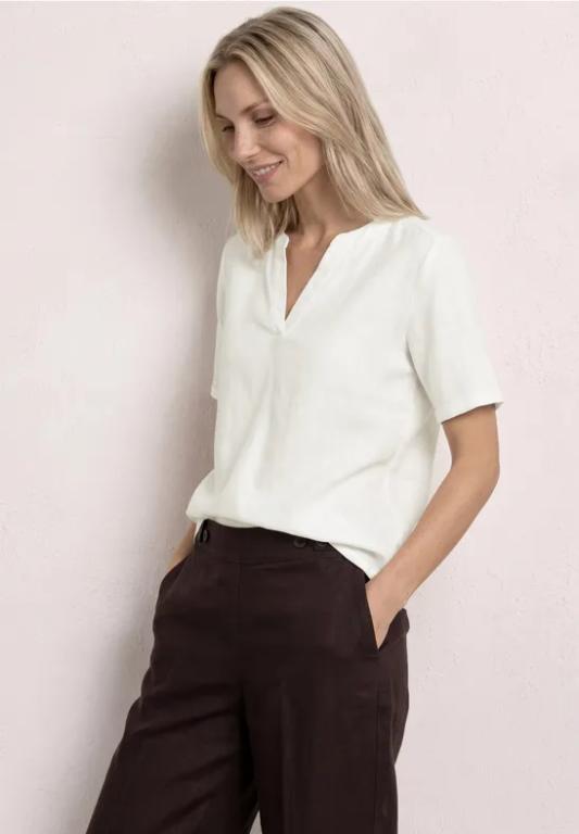 Bluse mit Split Neck aus Leinenmix in Zürich - Bild 1