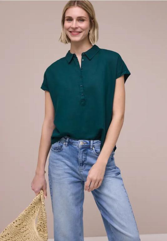 Dropped Shoulder Blusenshirt aus Leinenmix in Appenzell - Bild 1