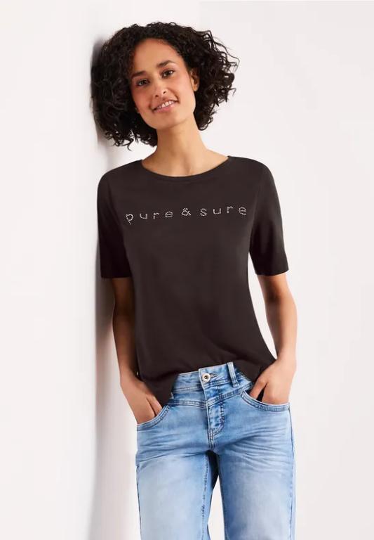 T-Shirt mit Rundhals und Schmucksteinen in der Schweiz - Bild 1