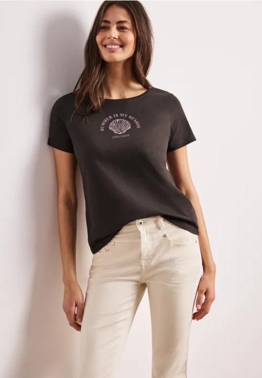 T-Shirt mit Rundhals und Muschelprint in der Schweiz - Bild 1