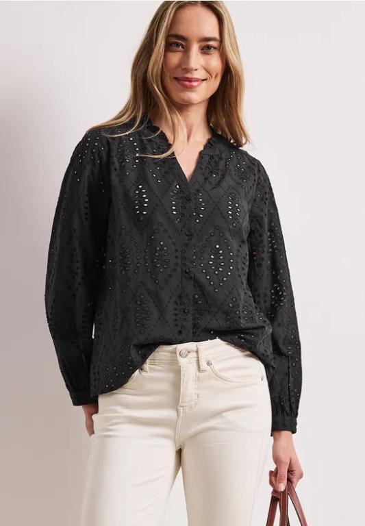 Bluse mit Split Neck und Shiffley-Muster in Solothurn - Bild 1
