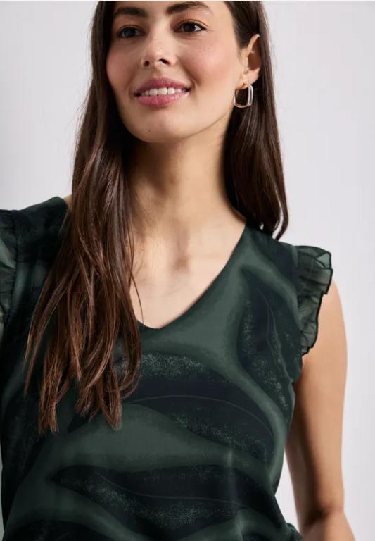 Mesh-Top mit V-Neck und Print in Frauenfeld - Bild 1