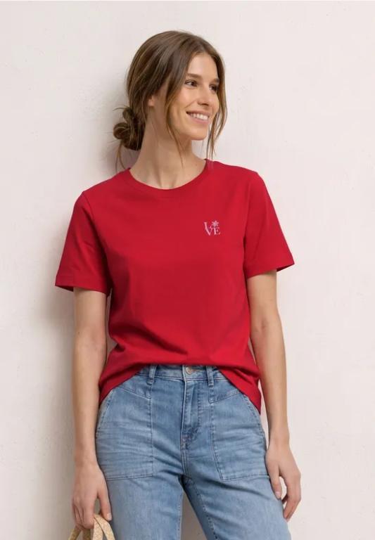 T-Shirt mit Rundhals und Printdetail in der Schweiz - Bild 1