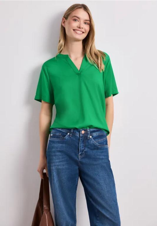 Blusenshirt in Unifarbe mit Split Neck in Lenzburg - Bild 1