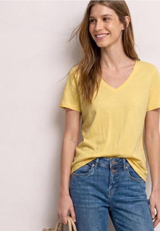 Basic T-Shirt mit V-Neck in Unifarbe in der Schweiz - Bild 1