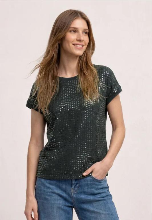 T-Shirt mit Rundhals und Pailletten in der Schweiz - Bild 1