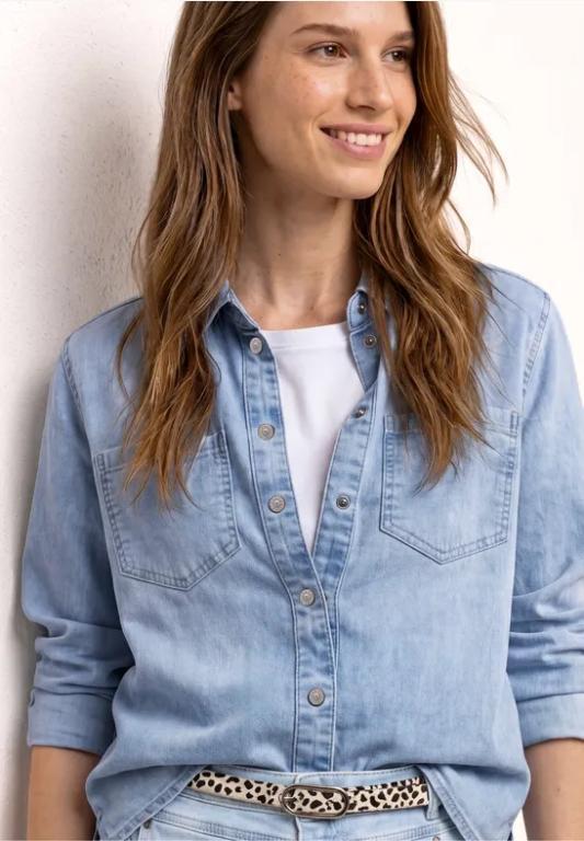 Langarm Hemdbluse in Denim-Optik in Appenzell - Bild 1