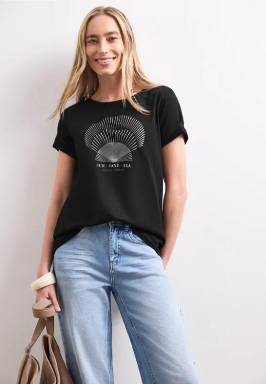T-Shirt mit Rundhals und Foliendetails in Bern - Bild 1