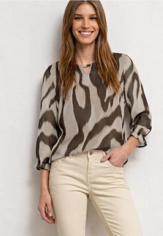 3/4-Arm Bluse mit Rundhals aus Chiffon in Appenzell - Bild 1
