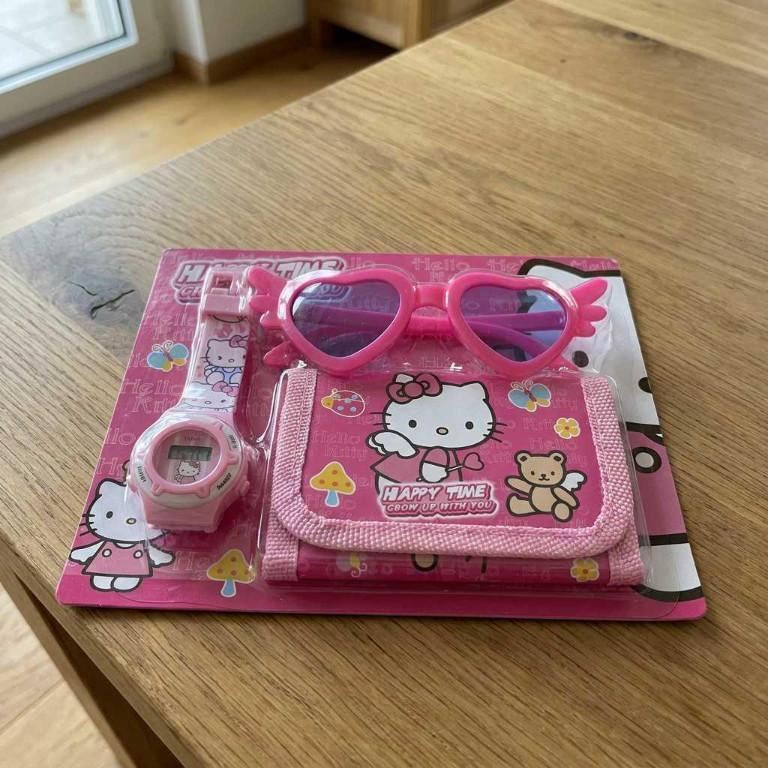 Hello Kitty Kinder Set Neu Sonnenbrille Uhr Tasche Geschenk in Brig - Bild 1