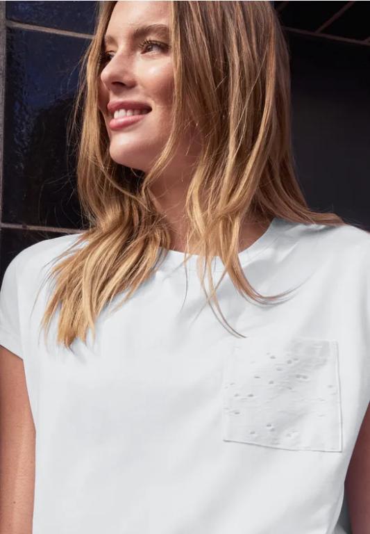 Shirt mit Rundhals und Spitzentasche in der Schweiz - Bild 1