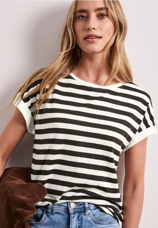 T-Shirt mit Rundhals und Knopfdetail in der Schweiz - Bild 1