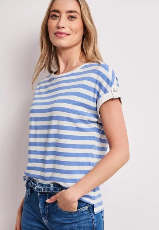 T-Shirt mit Rundhals und Knopfdetail in der Schweiz - Bild 1