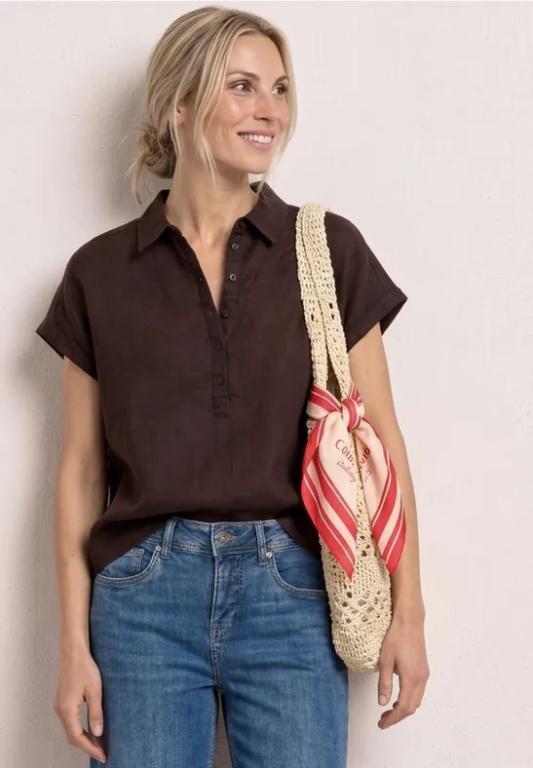 Dropped Shoulder Blusenshirt aus Leinenmix in Lenzburg - Bild 1