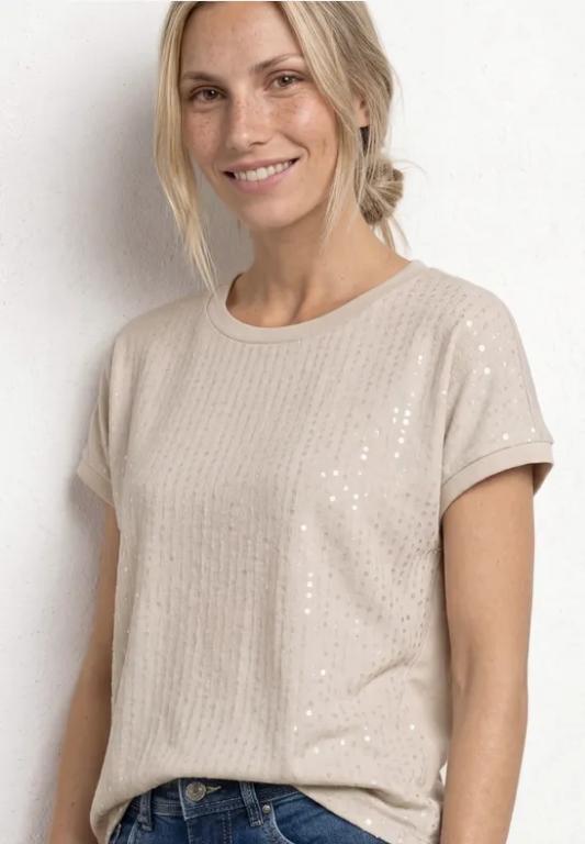T-Shirt mit Rundhals und Pailletten in der Schweiz - Bild 1