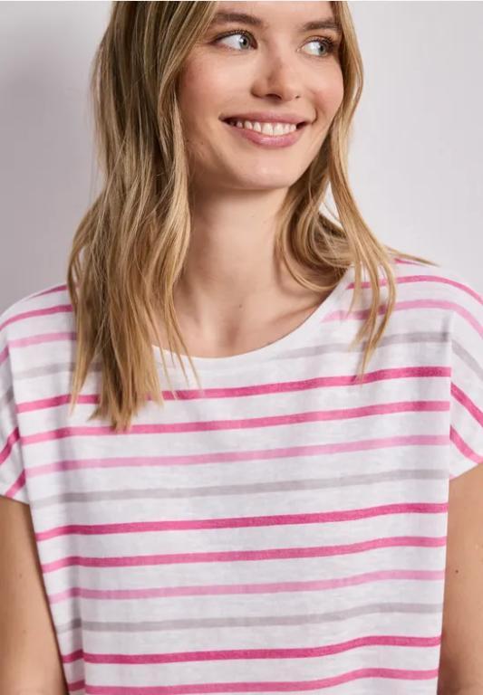 Kurzarm Shirt mit Rundhals und Streifen in der Schweiz - Bild 1
