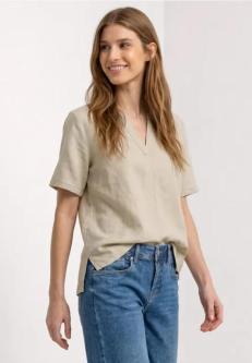 Bluse mit Split Neck aus Leinenmix in Basel - Bild 1