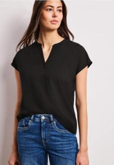 Blusenshirt in Unifarbe mit Split Neck in Luzern - Bild 1