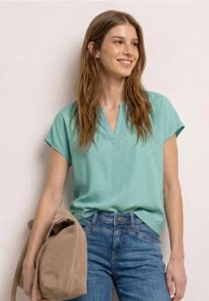 Blusenshirt in Unifarbe mit Split Neck in Bern - Bild 1